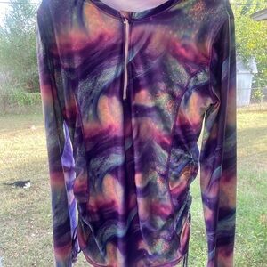 Jasambac Galaxy Print Long Sleeve Dress 2XL